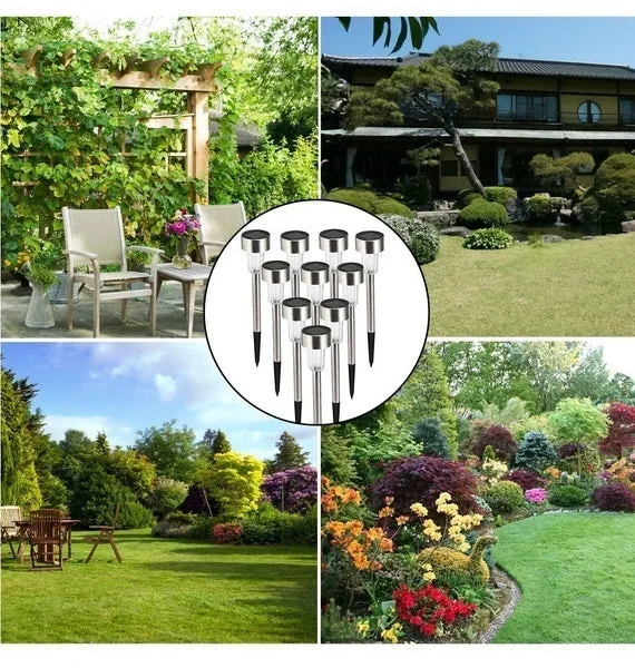 10pcs Outdoor Solar Powered LED Courtyard Lawn Lamp