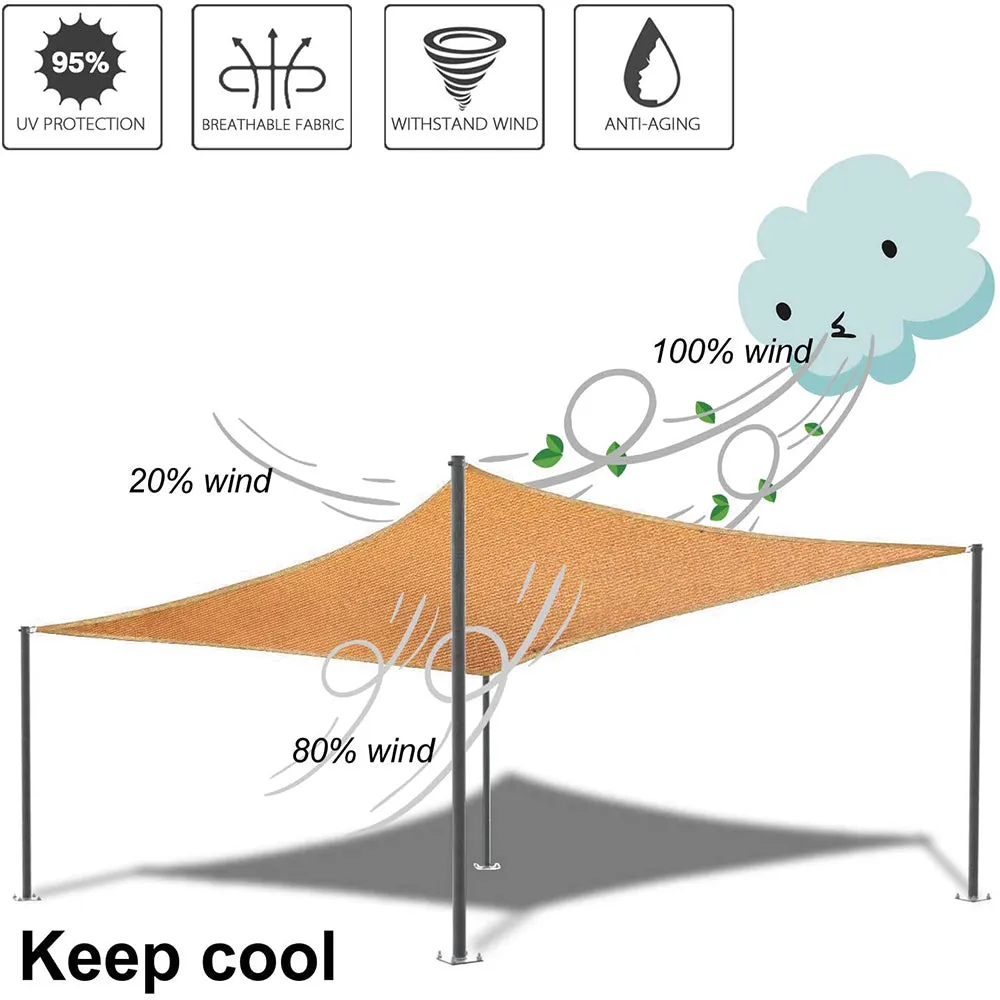 10'x'14' Rectangle Patio Sun Shade Sail（Sand Color）
