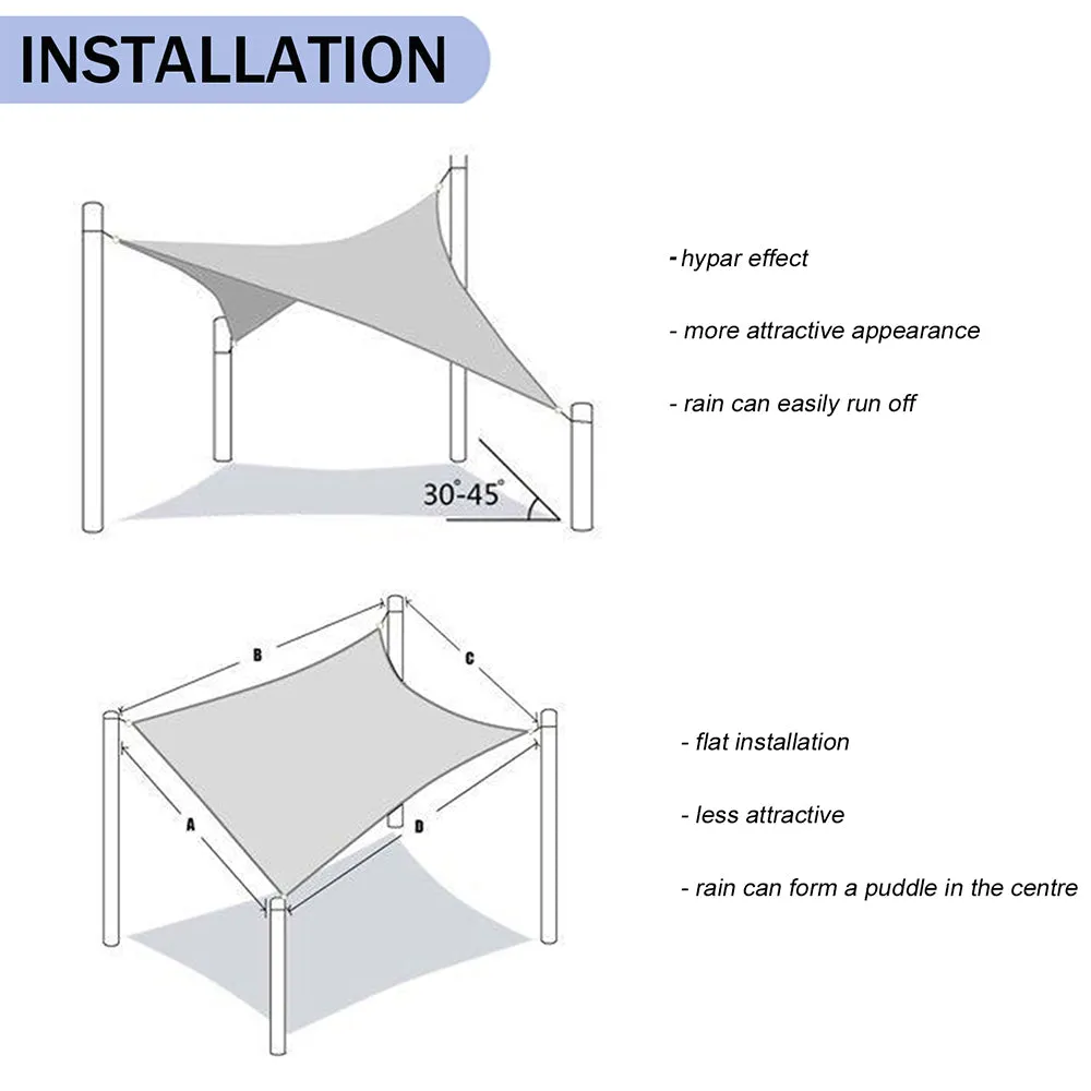10'x'14' Rectangle Patio Sun Shade Sail（Sand Color）