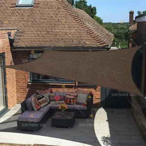 18'x14' Rectangle Patio Sun Shade Sail（Brown Color）