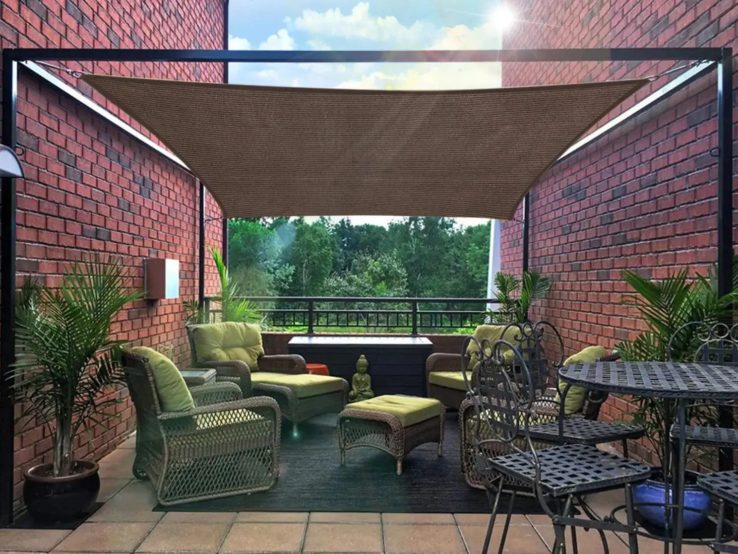 18'x14' Rectangle Patio Sun Shade Sail（Brown Color）