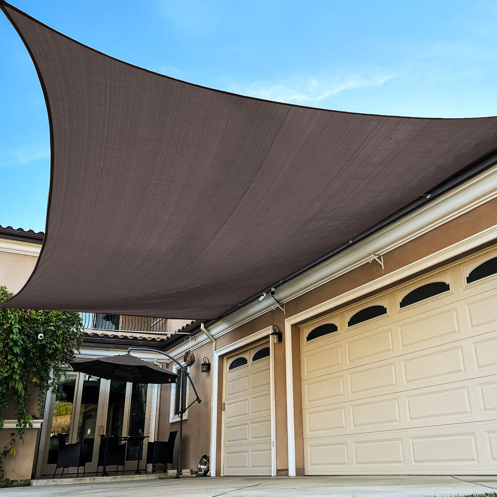 18'x14' Rectangle Patio Sun Shade Sail（Brown Color）