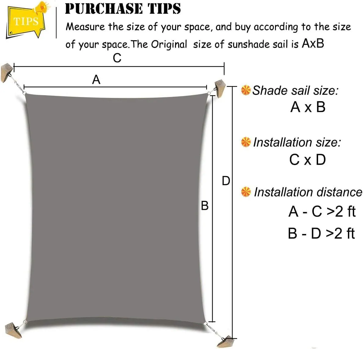 18'x20' Rectangle Patio Sun Shade Sail（Grey Color）