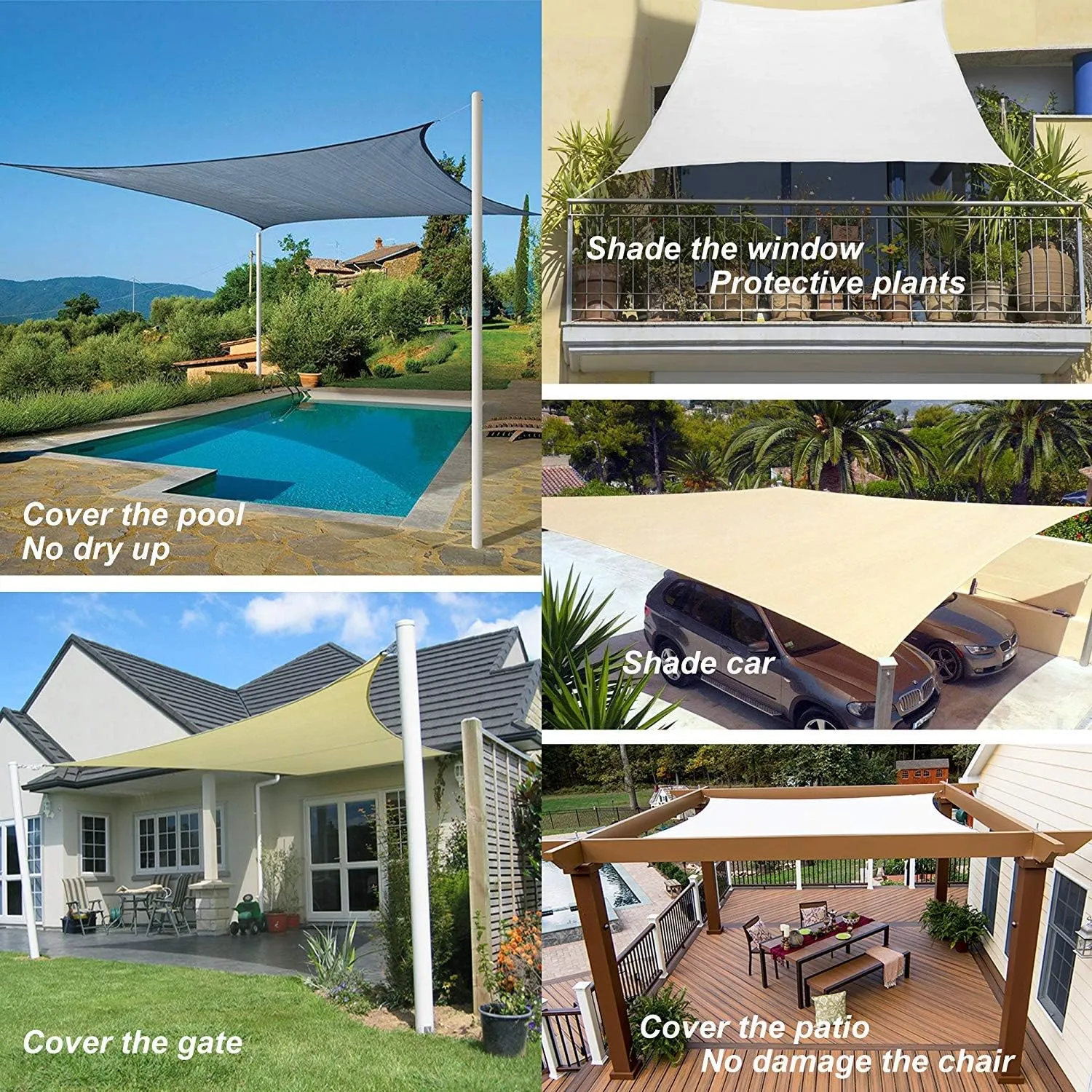 18'x20' Rectangle Patio Sun Shade Sail（Grey Color）