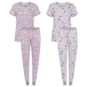 2 Pack Short Sleeve Lightweight Hacci Jogger Set