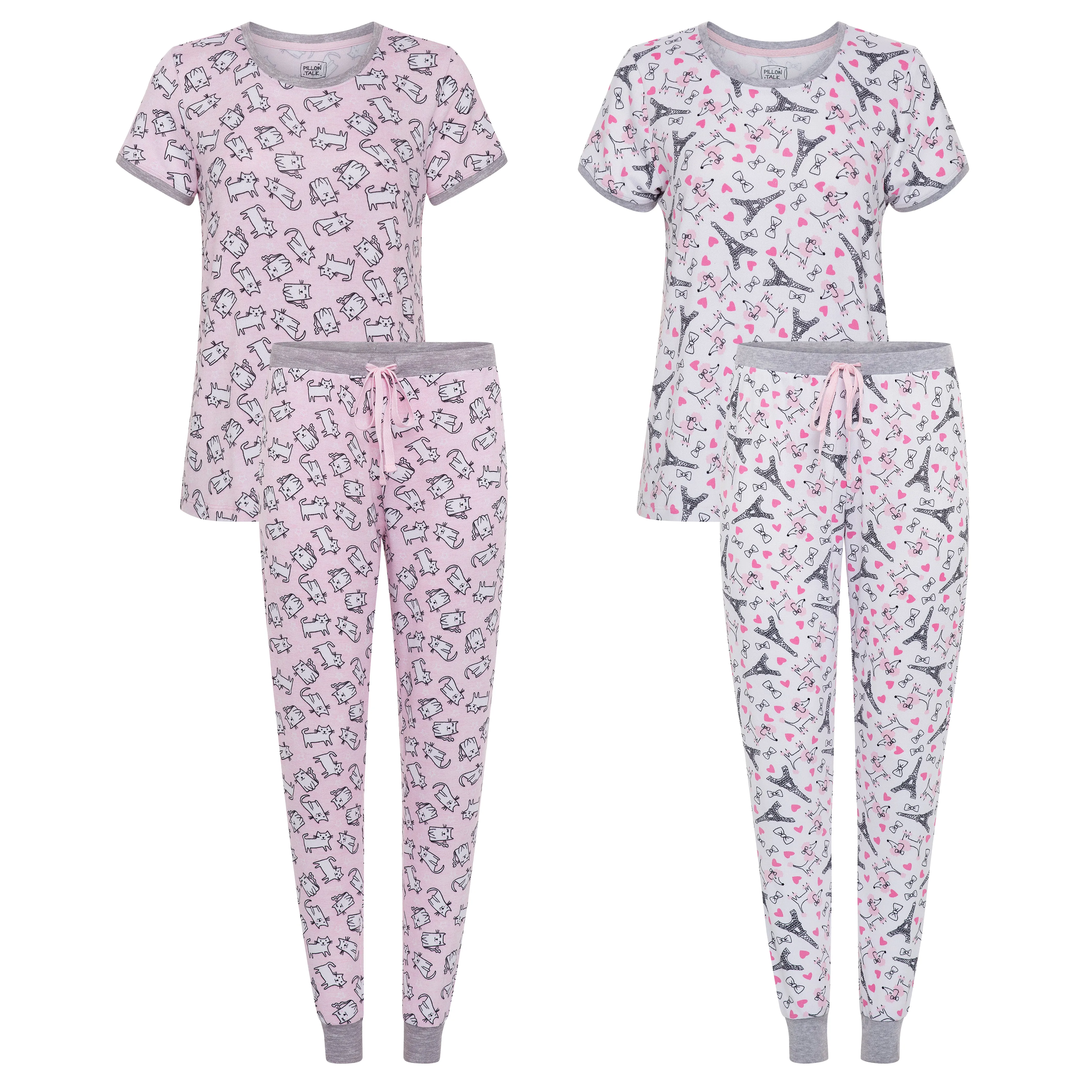 2 Pack Short Sleeve Lightweight Hacci Jogger Set