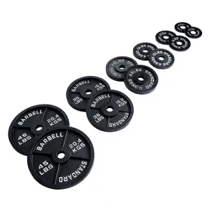 245 lb Cast Iron Olympic Plate Starter Set
