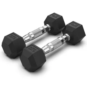2KG Rubber Hex Dumbbell Pair