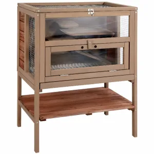 3-Tier Hamster Cage Wooden, Guinea Pig Cage Small Animals Hutch