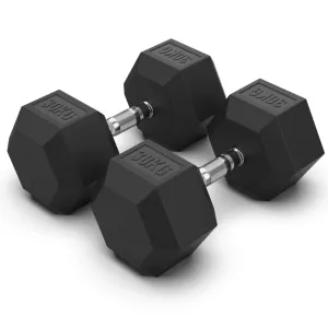 30KG Rubber Hex Dumbbell Pair