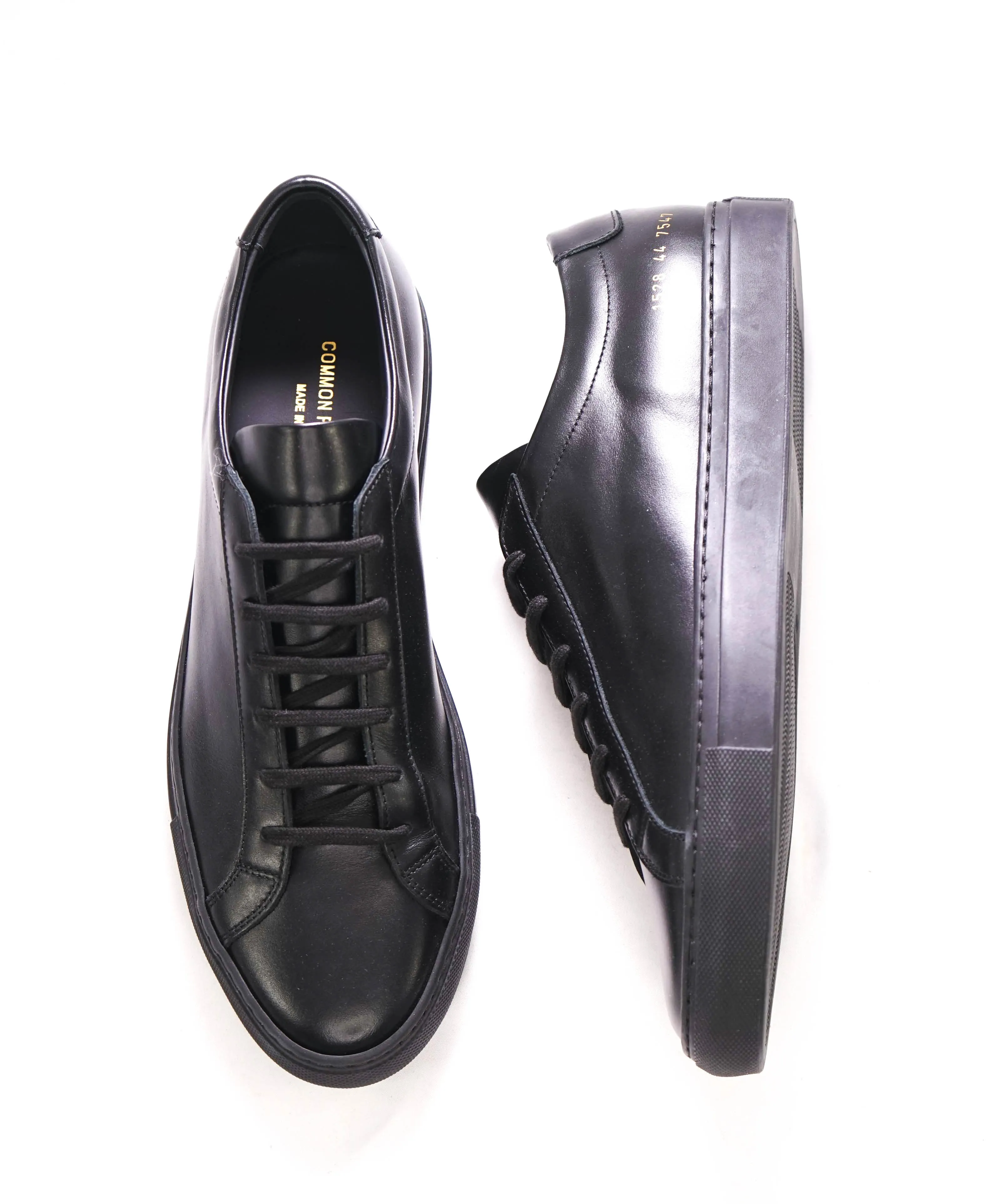 $440 COMMON PROJECTS - "Achilles" Black Leather Sneakers - 11 US (44EU)