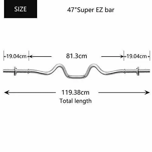 47" Curl Bar - Standard Super SZ Curl Bar with Spinlock Collars