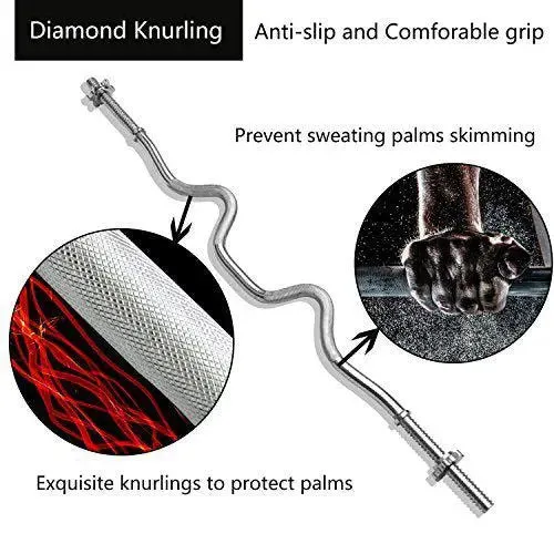 47" Curl Bar - Standard Super SZ Curl Bar with Spinlock Collars