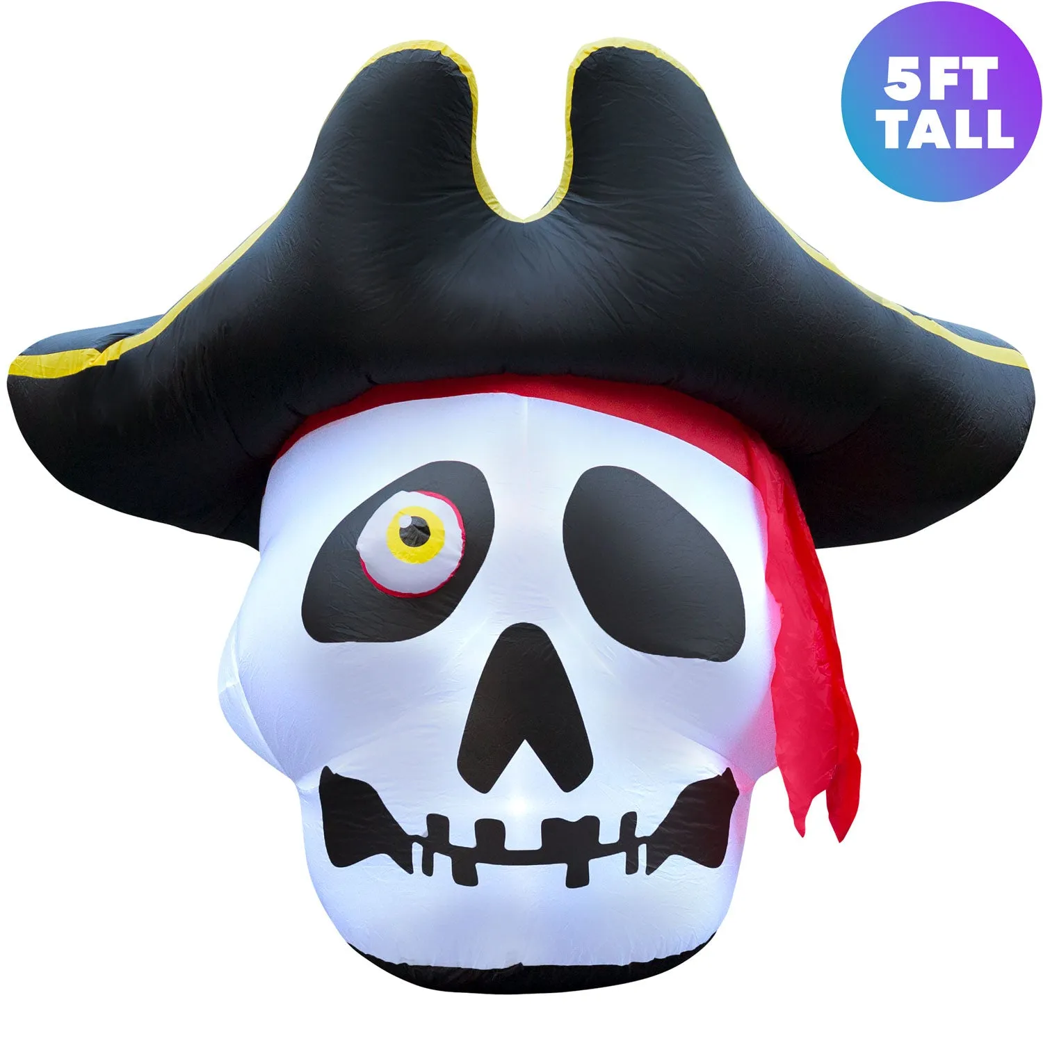 5 ft Inflatable Halloween Pirate Skull Yard Decoration