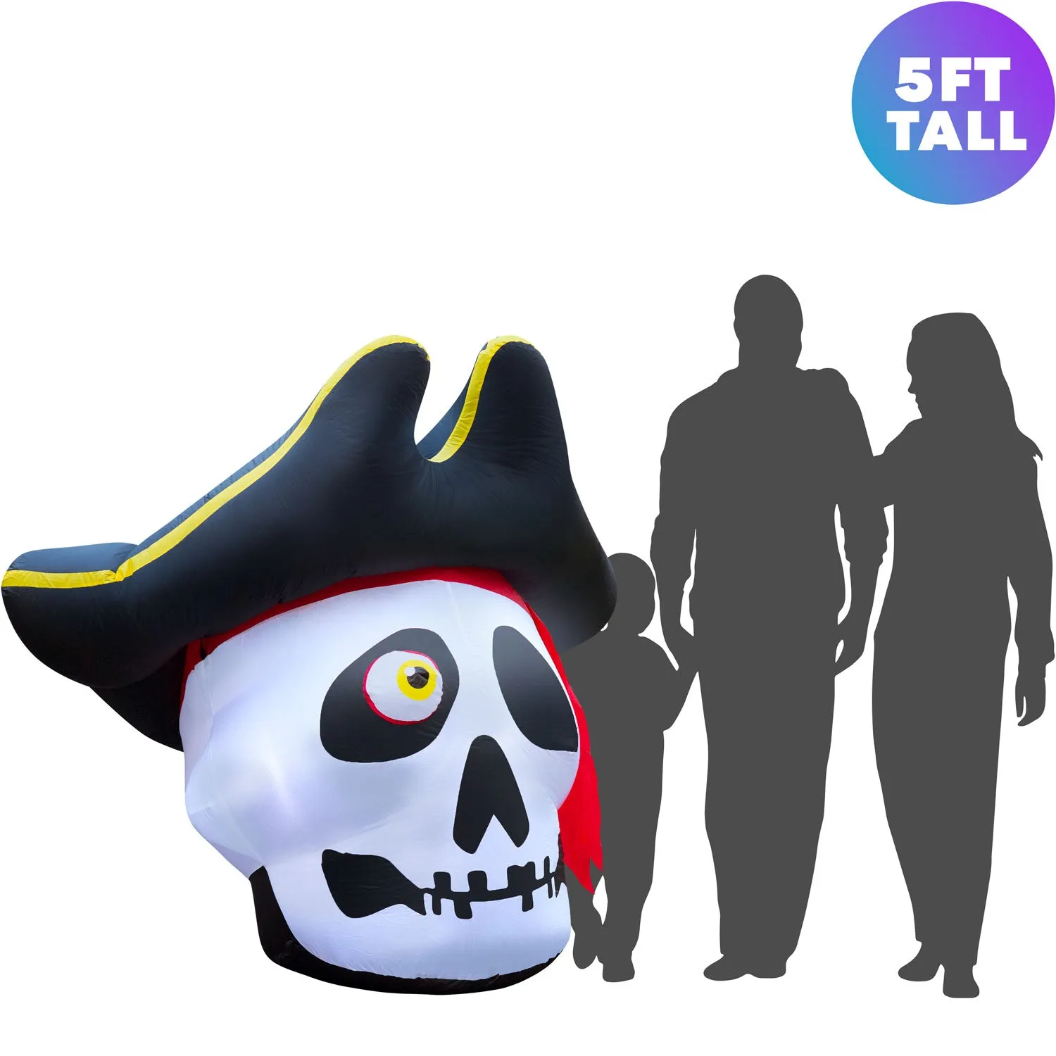 5 ft Inflatable Halloween Pirate Skull Yard Decoration