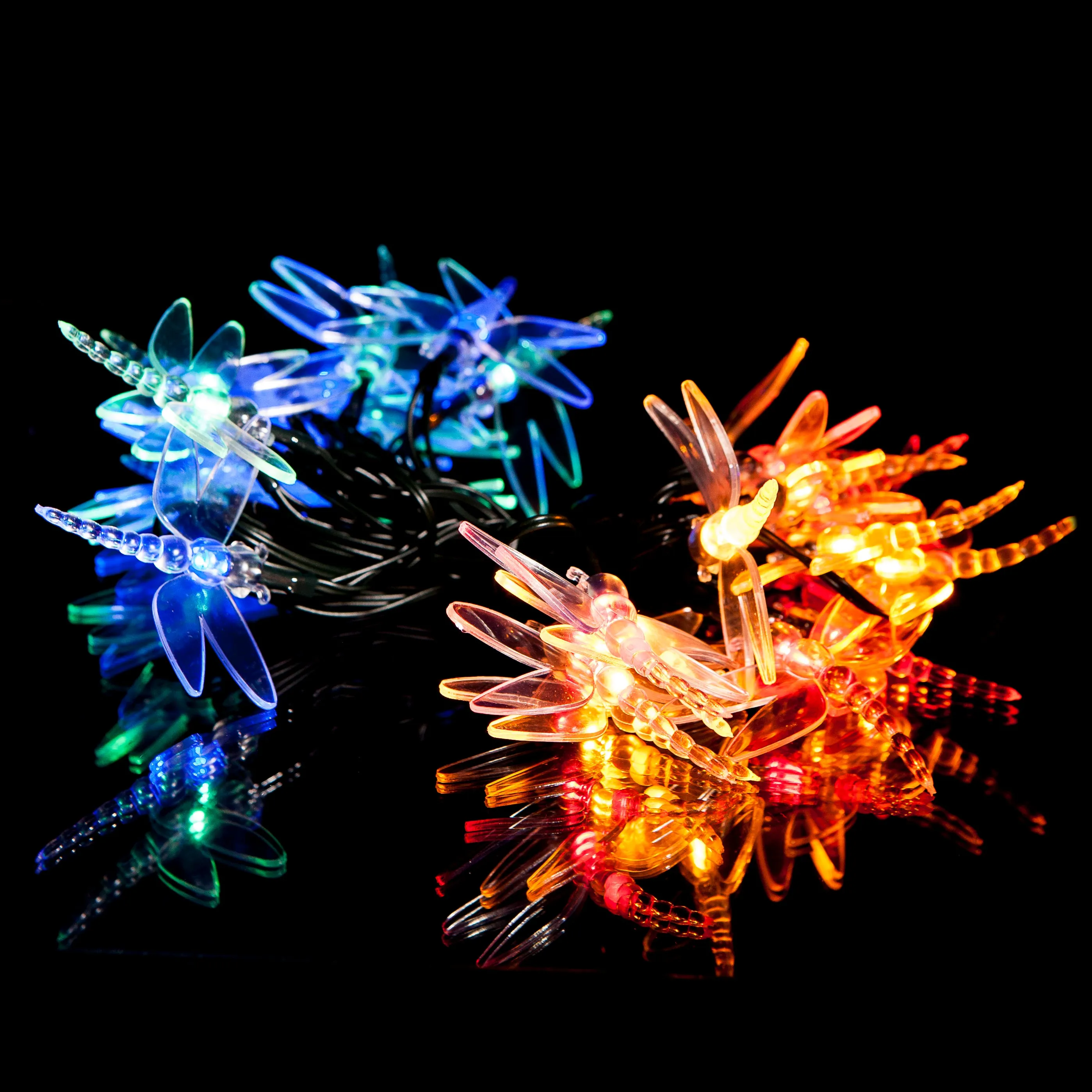 50 Multi-Colour LED Dragonfly Solar Fairy Lights