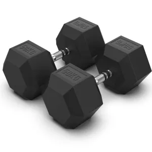 50KG Rubber Hex Dumbbell Pair