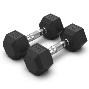7KG Rubber Hex Dumbbell Pair