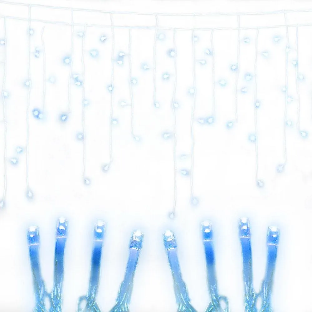 800 LED Christmas Icicle Lights White and Blue