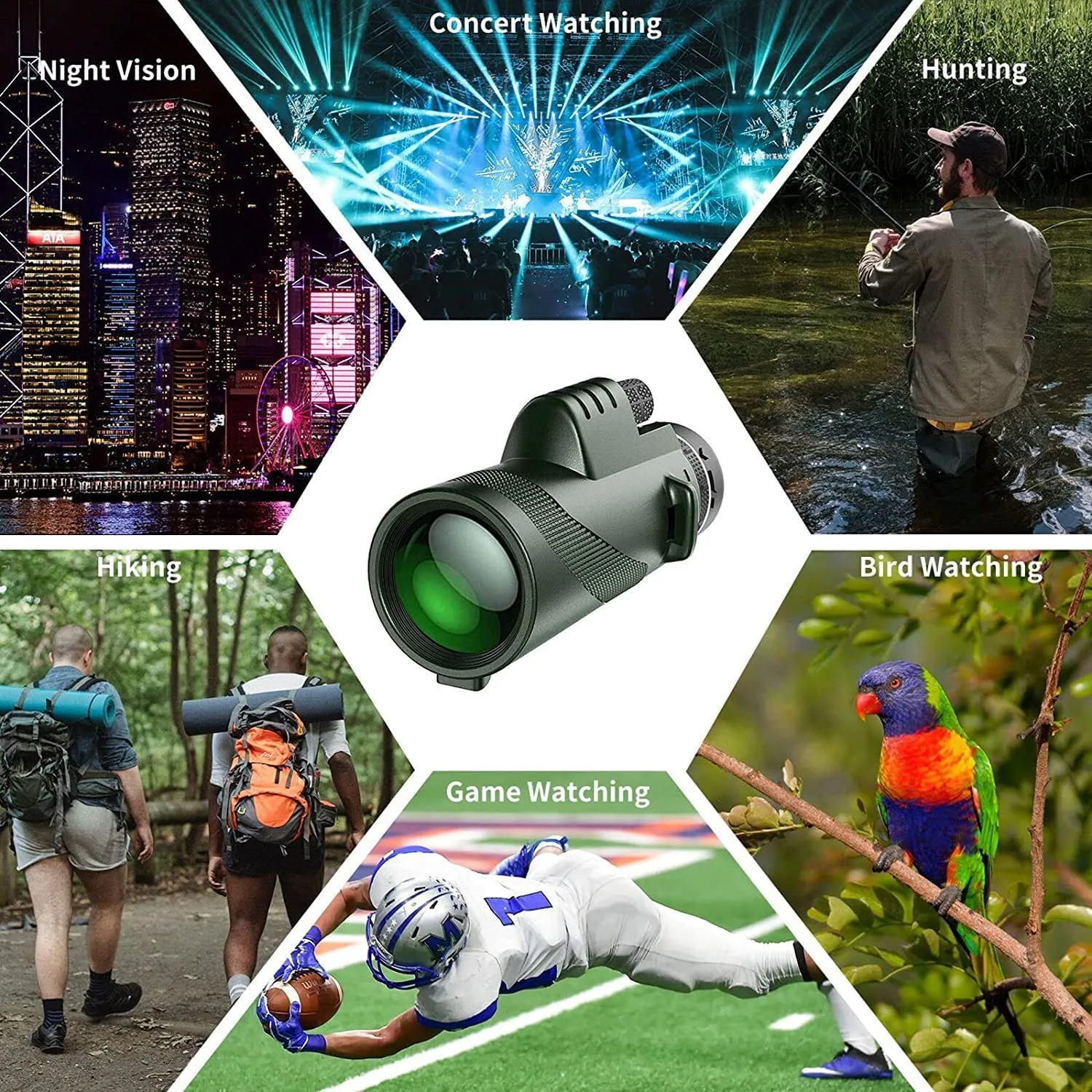 80x100 Monocular-Telescope Monoculars for Adults High Powered with Smartphone Adapter Telescope Hunting Wildlife Bird Watching Travel Camping Hiking