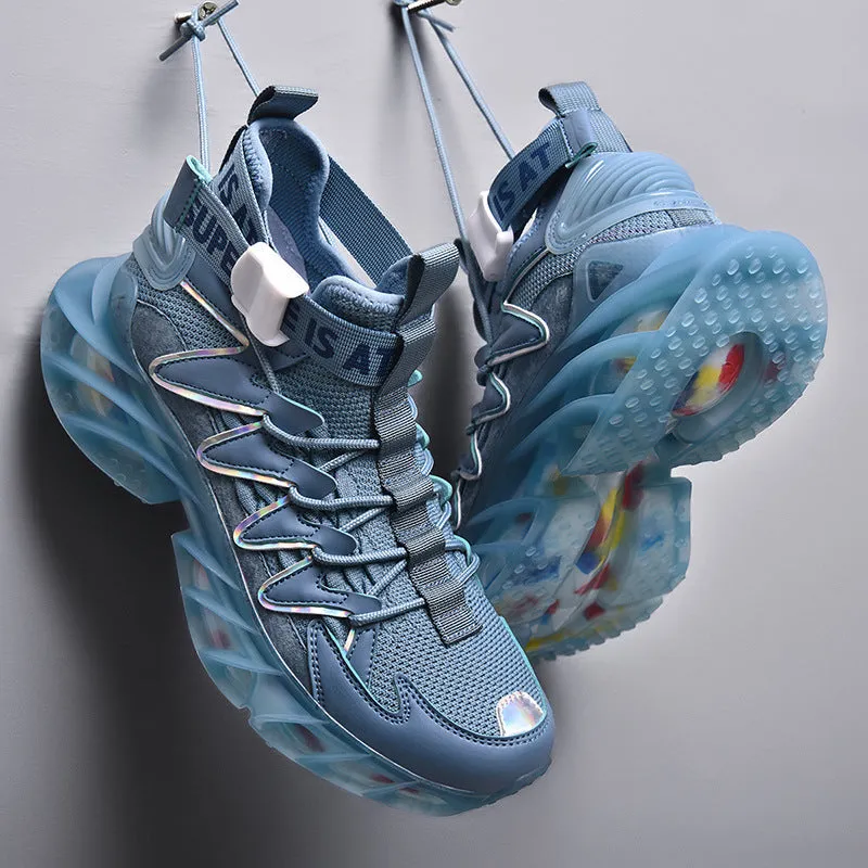Abhoth Men Running Shoes Breathable Comfortable Foot Woven Fashion Sneaker Soft Outdoor Leisure Reflective Tennis Walking Shoes
