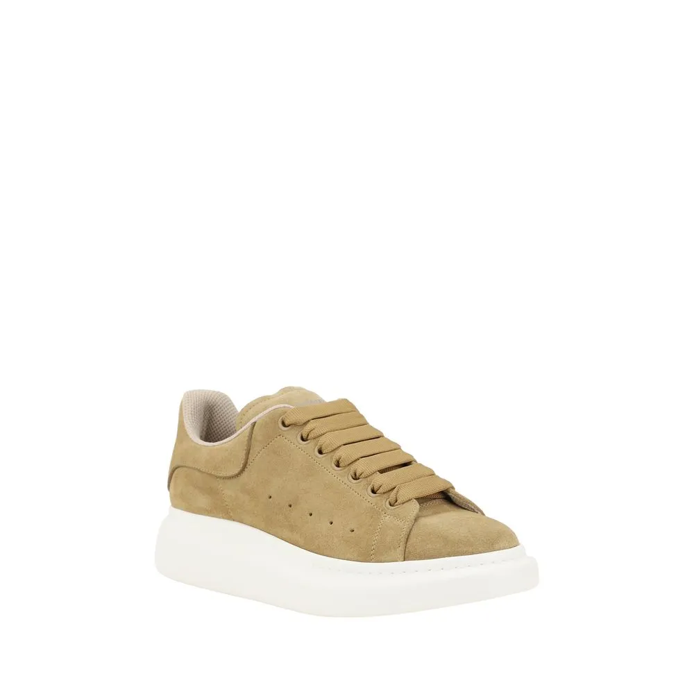 Alexander McQueen Men Beige Sneakers Suede Leather Solid Wedge Trainer Shoes