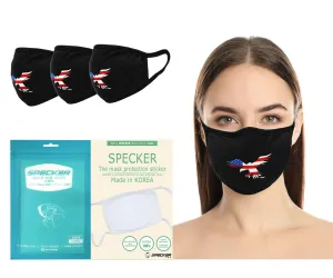 Amba7 USA Eagle Logo  Reusable Breathable Cloth Face Mask - Machine Washable, Non-Surgical Double Layer Anti-Dust Protection, Unisex - For Home, Office, Travel, Camping or Cycling  3-Pack With Filters (30 PCS), In Stock