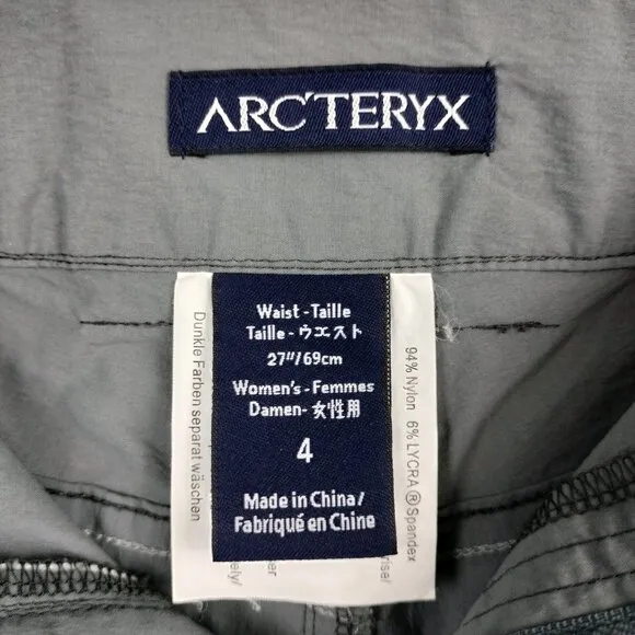 Arc'teryx Rampart Cargo Shorts Women Sz 4 Long Gray Nylon Hiking Camping Outdoor