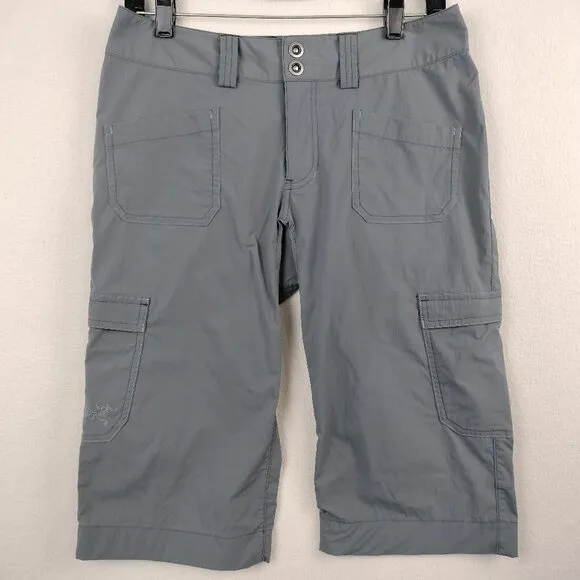 Arc'teryx Rampart Cargo Shorts Women Sz 4 Long Gray Nylon Hiking Camping Outdoor