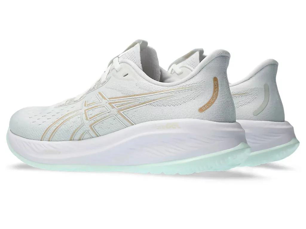 Asics Women's GEL-CUMULUS 26  Running Shoes in White/Pale Mint