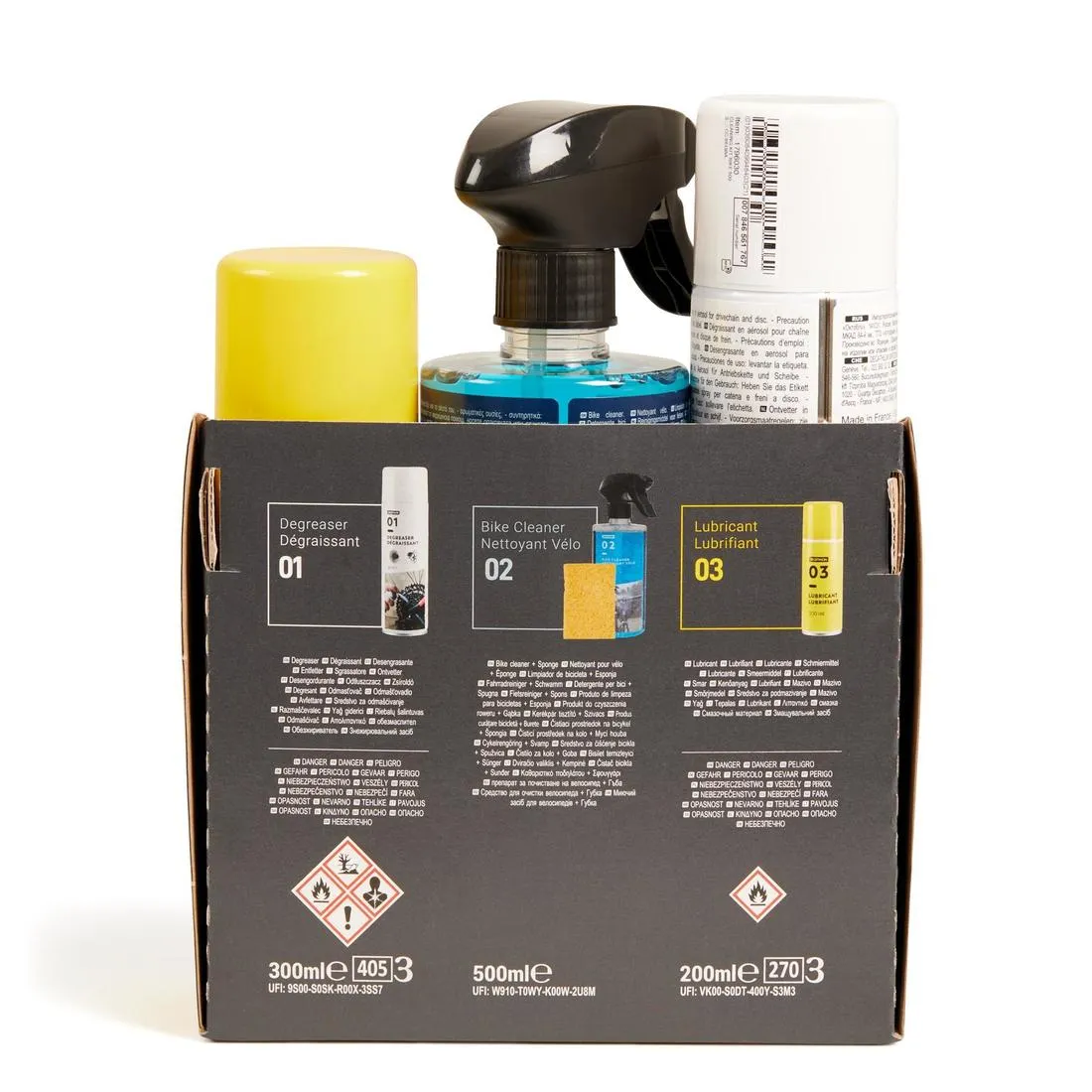 Bike Cleaning Kit (Sponge, Detergent, Degreaser, Lubricant)