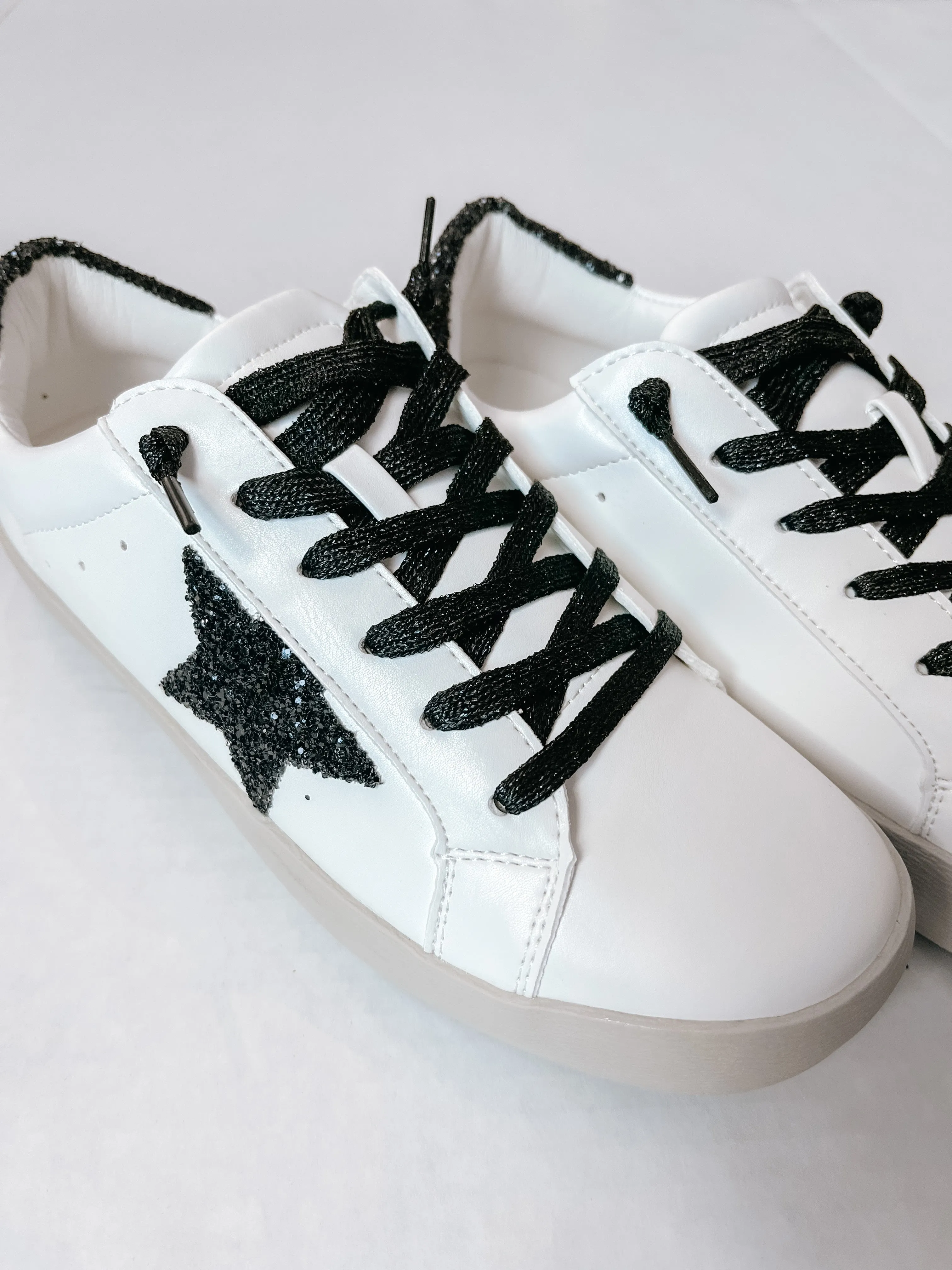 Black Glitter Star Sneakers