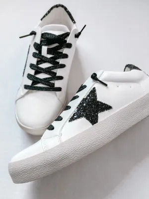 Black Glitter Star Sneakers