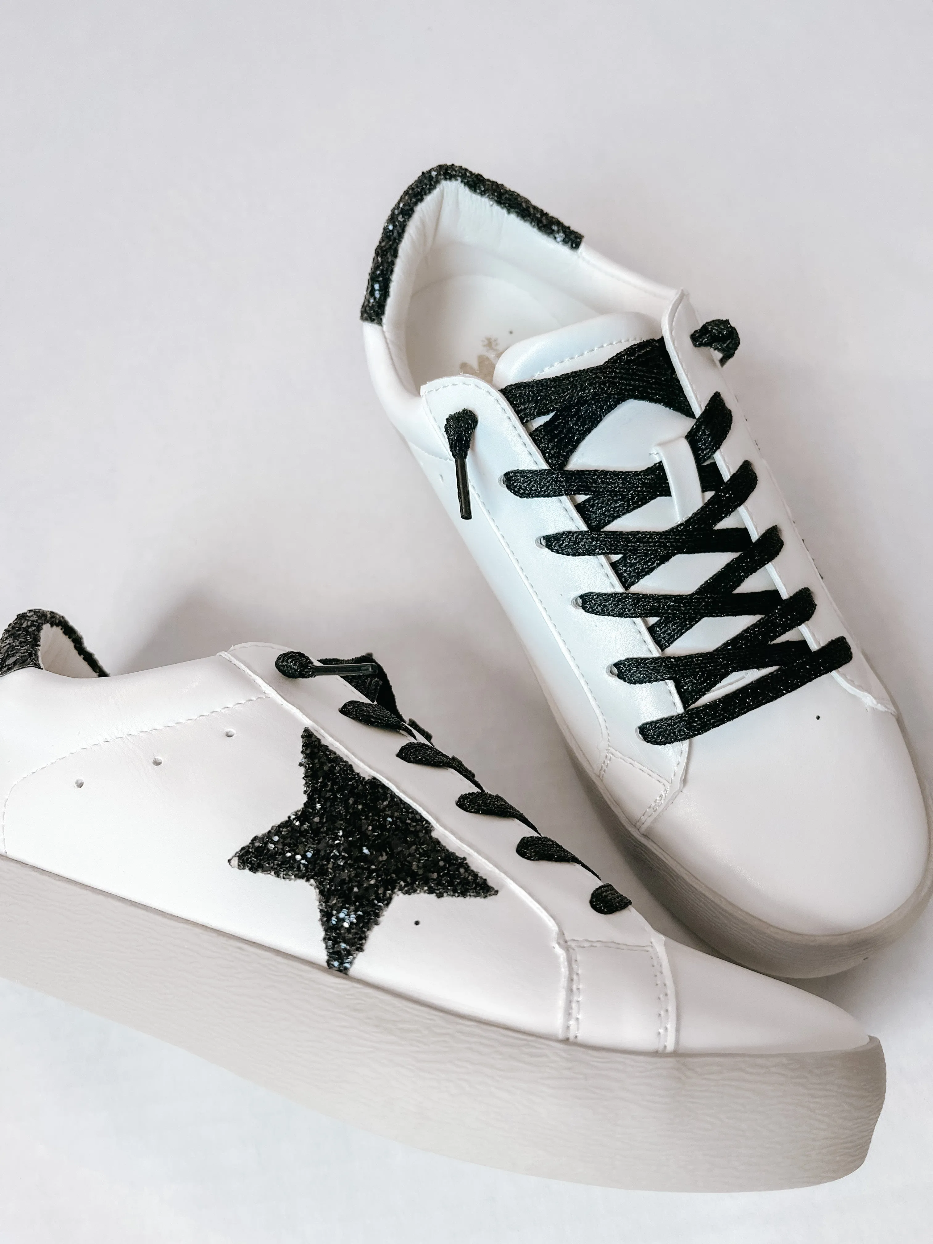 Black Glitter Star Sneakers