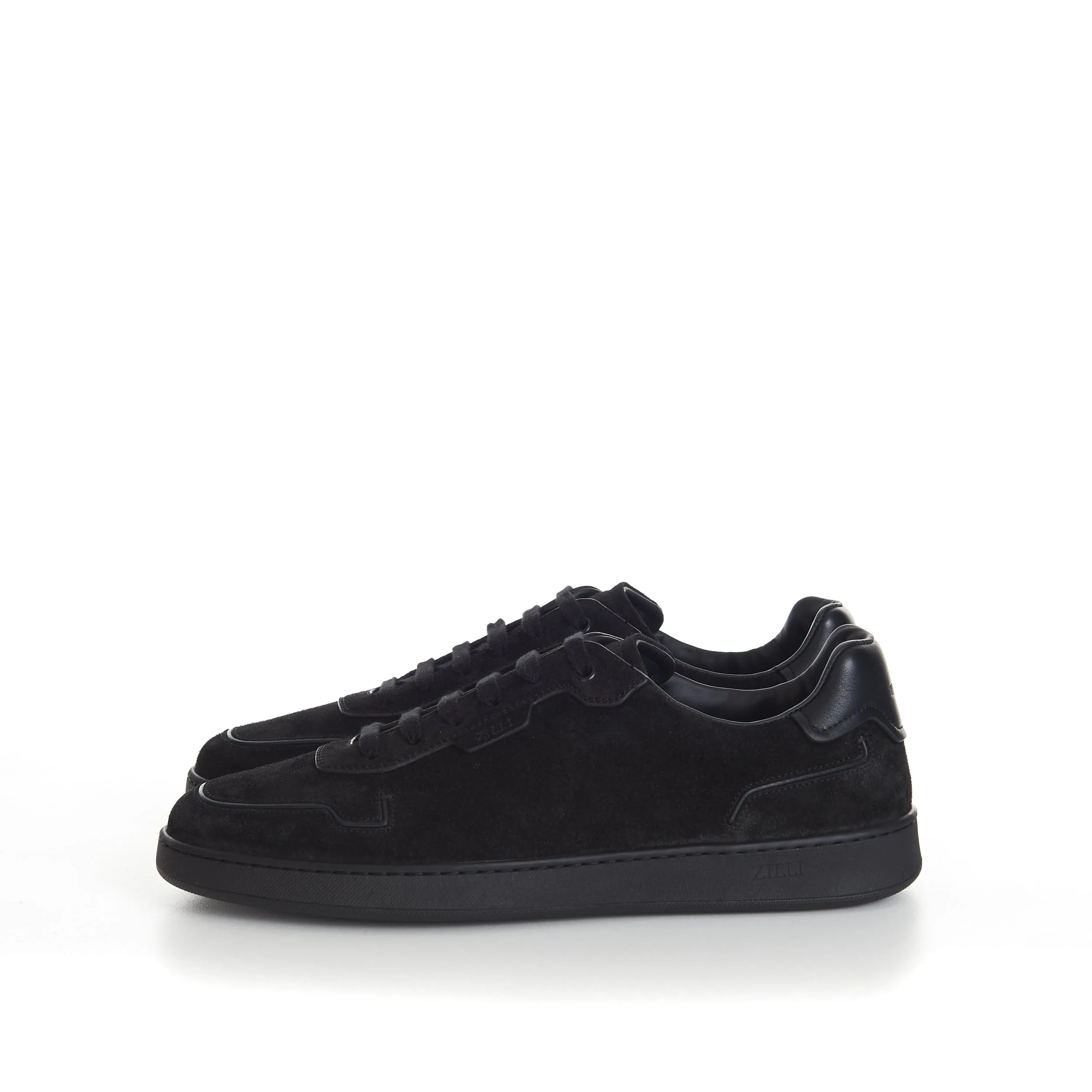 Black Suede Low Top Round Toe Sneakers
