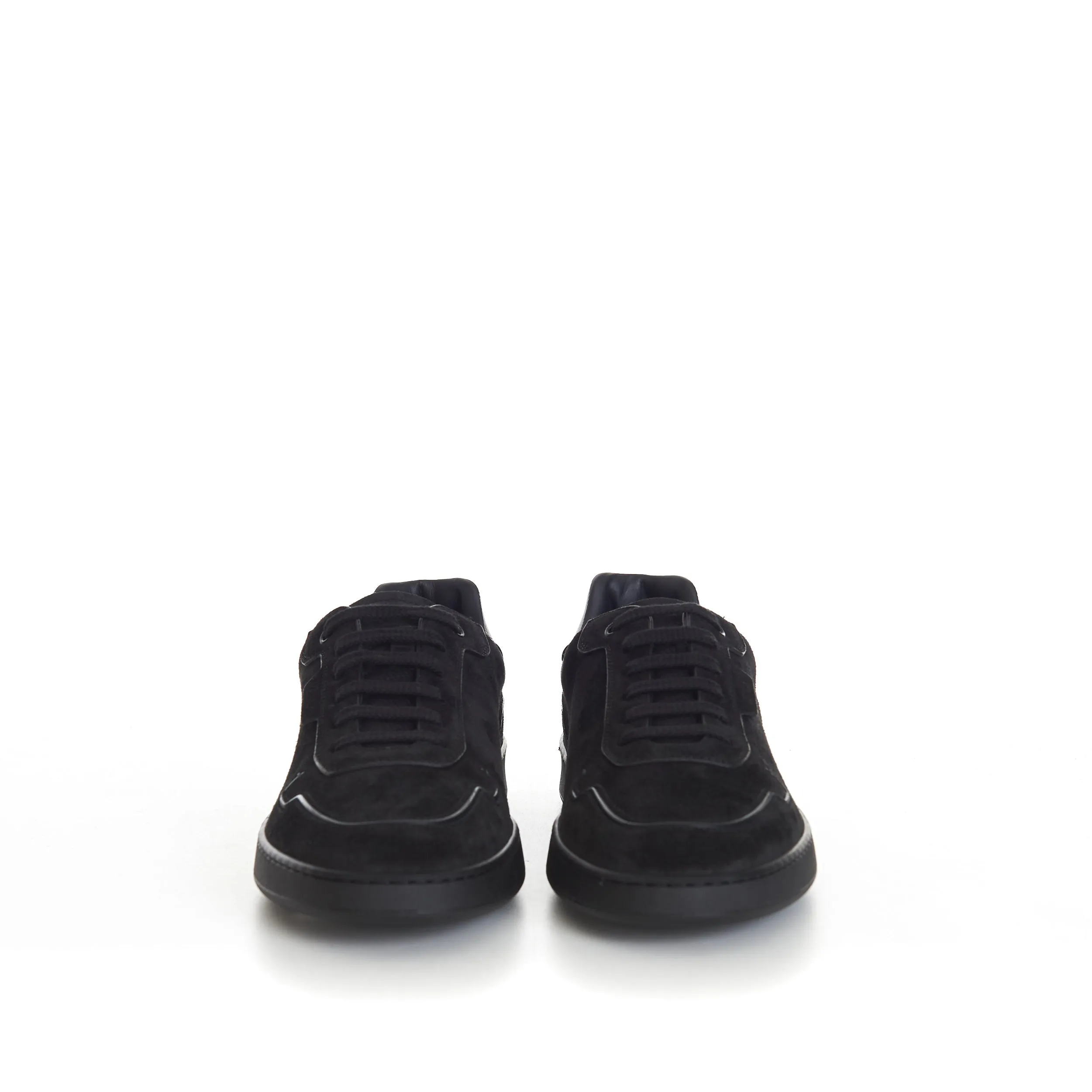 Black Suede Low Top Round Toe Sneakers
