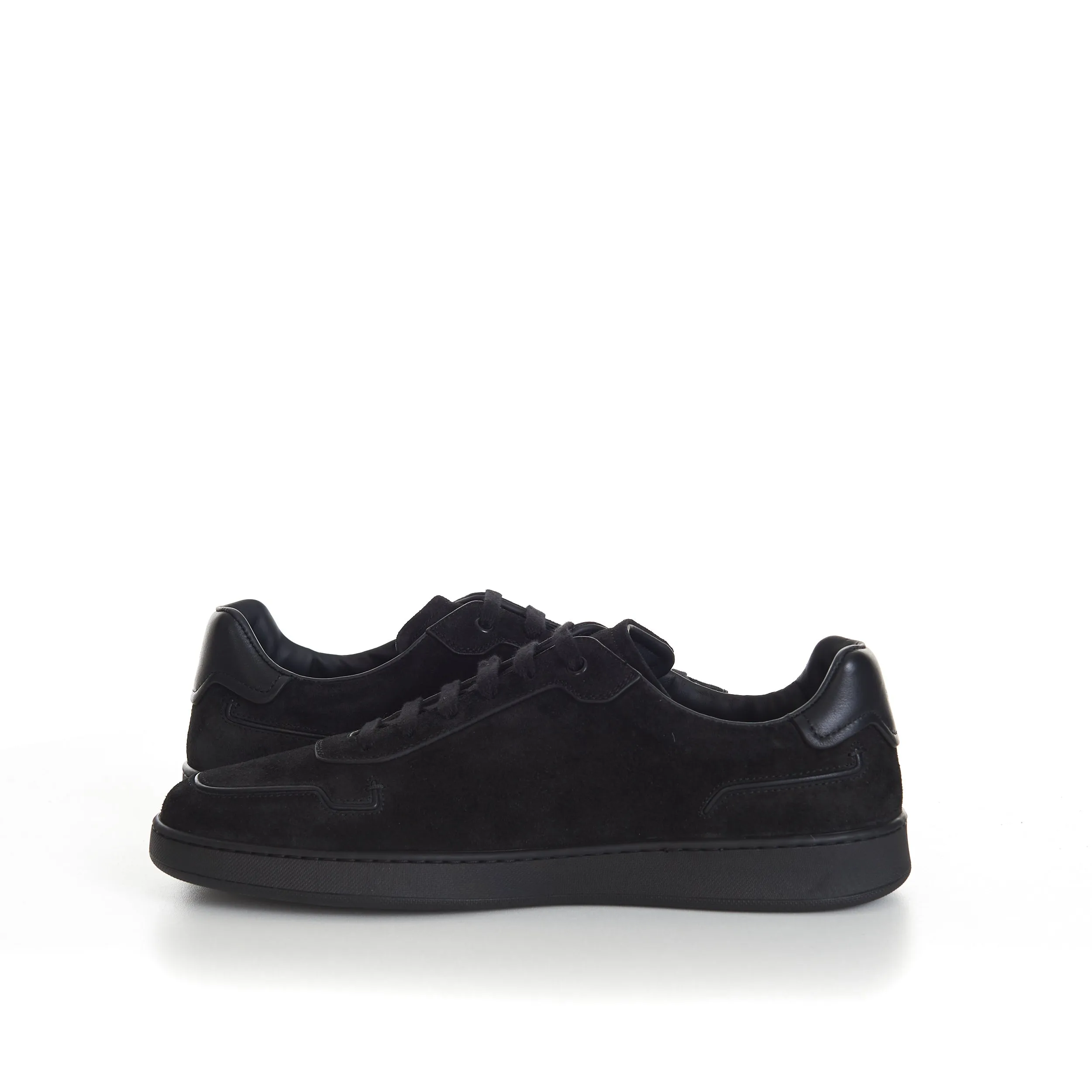 Black Suede Low Top Round Toe Sneakers