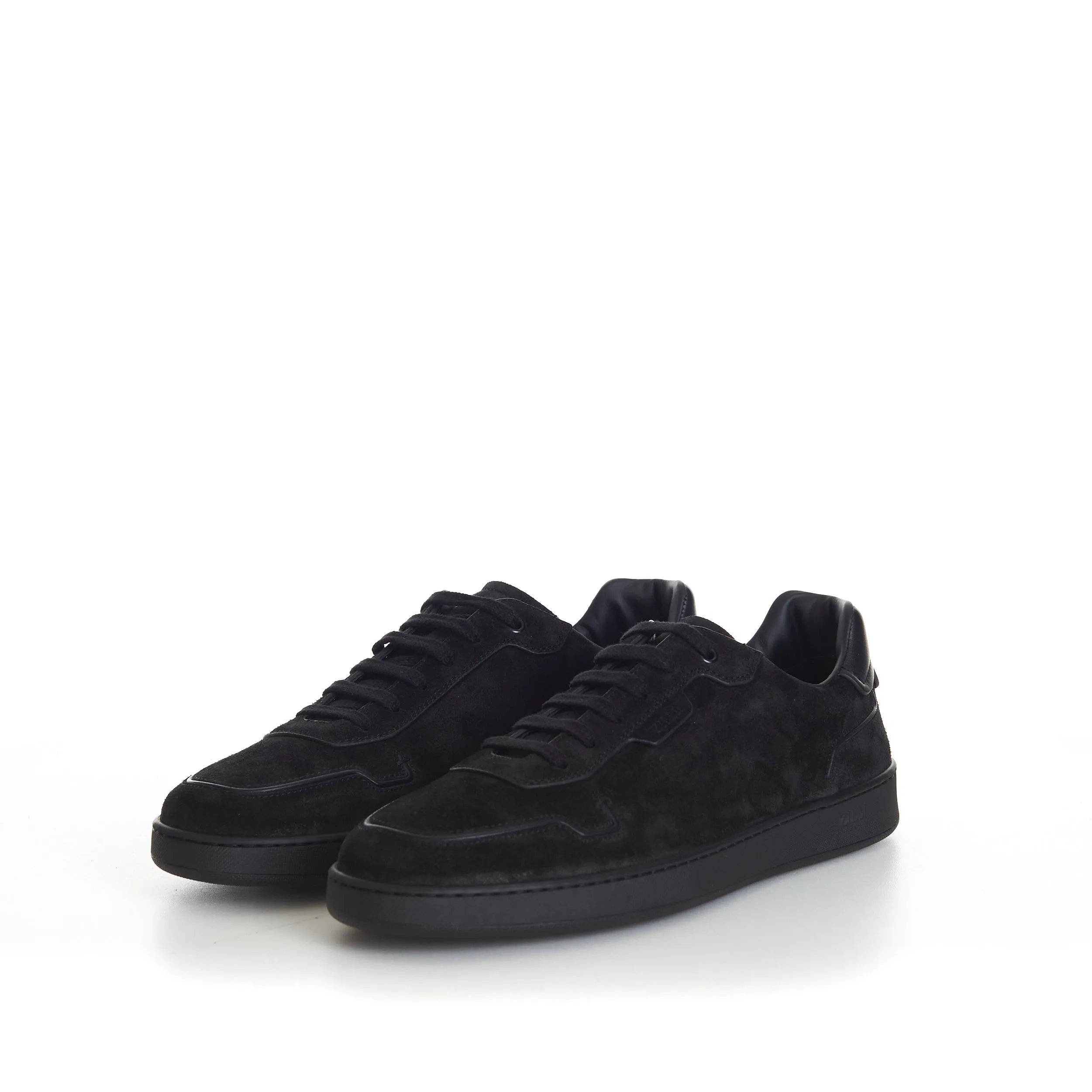 Black Suede Low Top Round Toe Sneakers