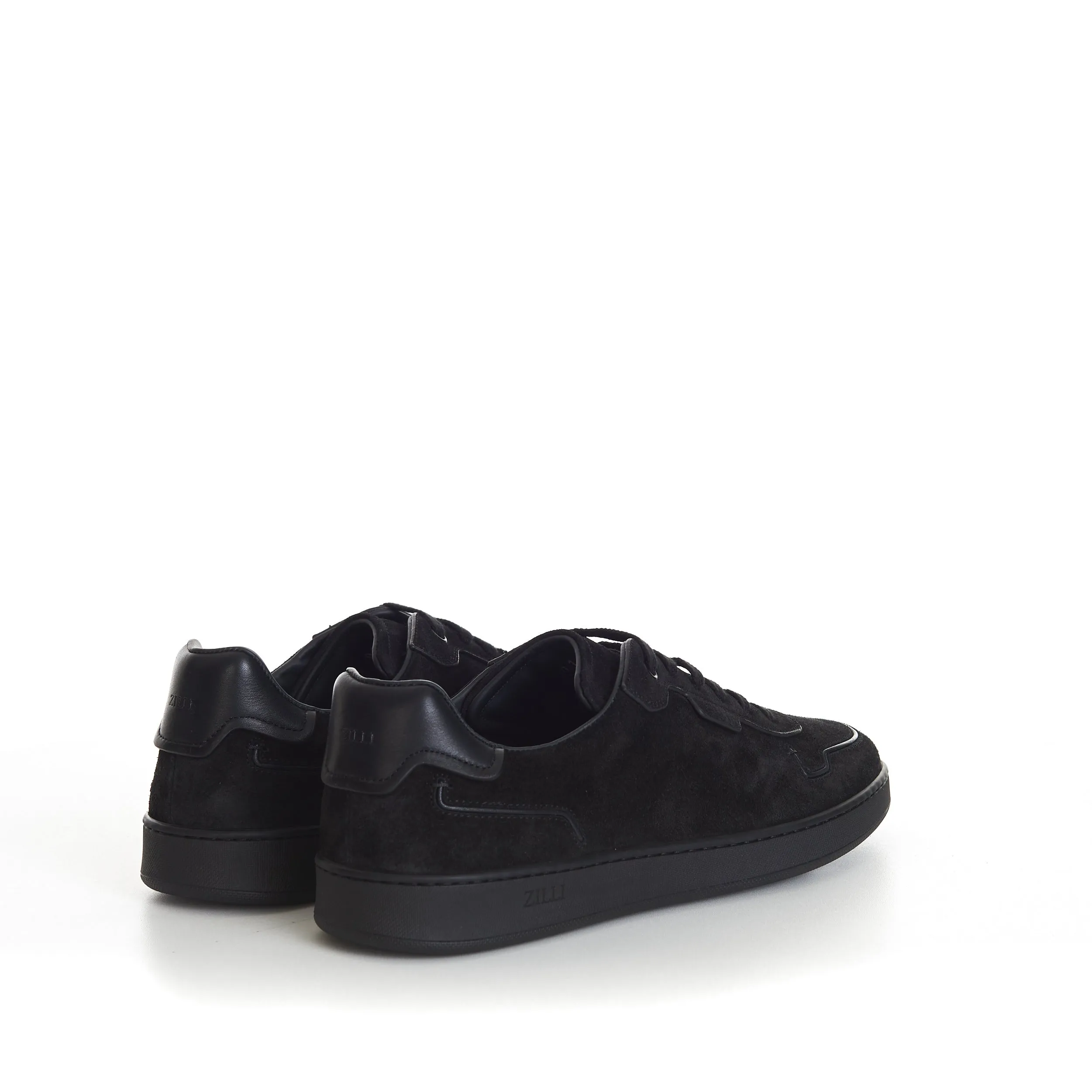 Black Suede Low Top Round Toe Sneakers