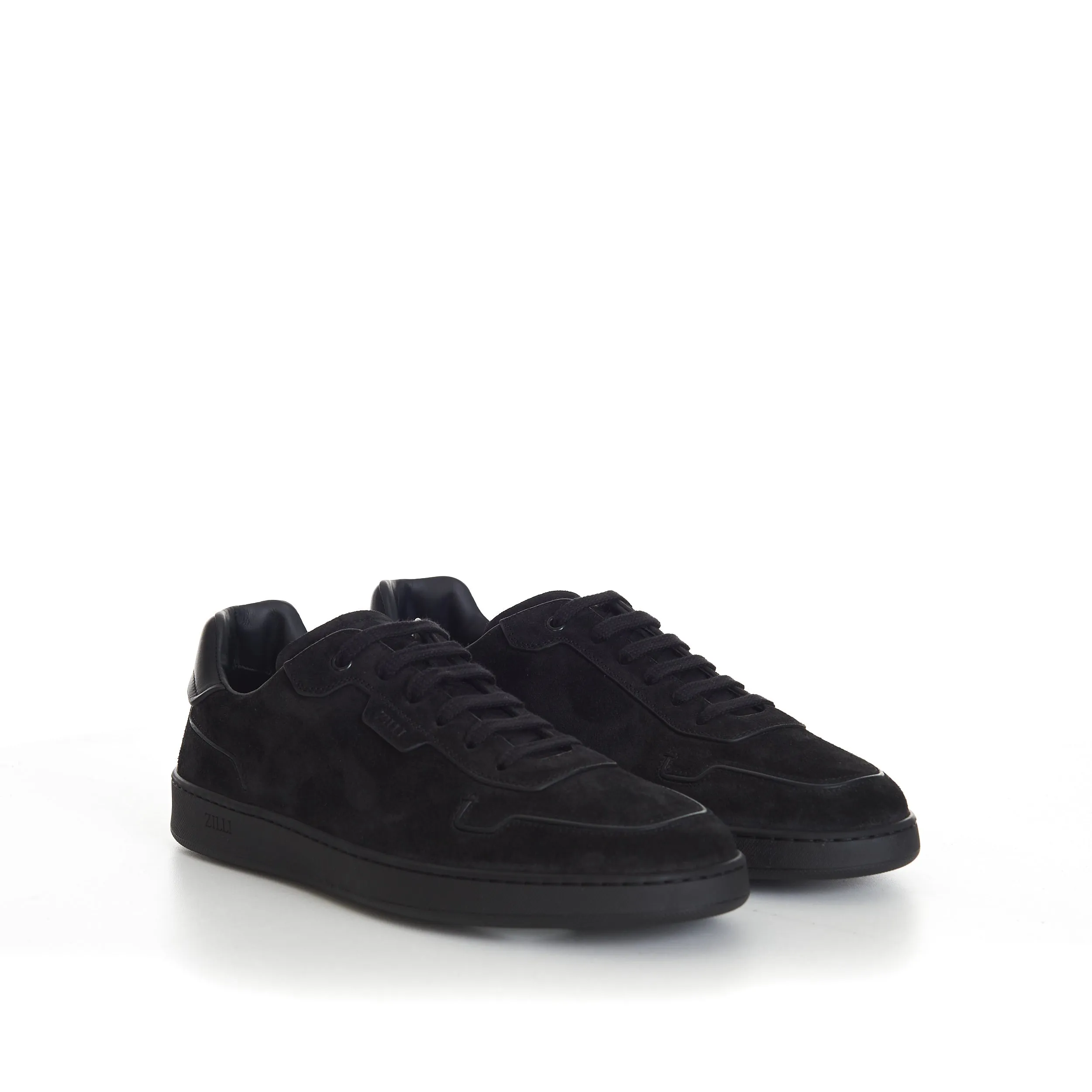 Black Suede Low Top Round Toe Sneakers