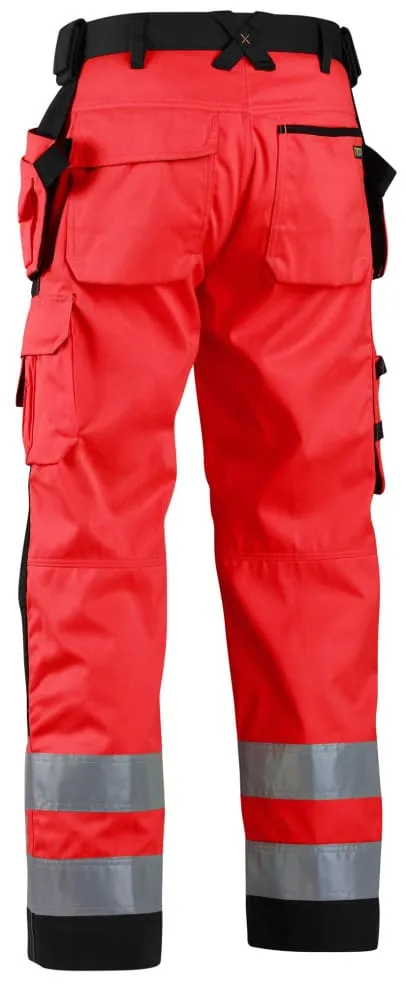 Blaklader 1567 Waterproof Hi Vis Softshell Trousers with Kneepad and Nail Pockets - Rail RIS Compliant