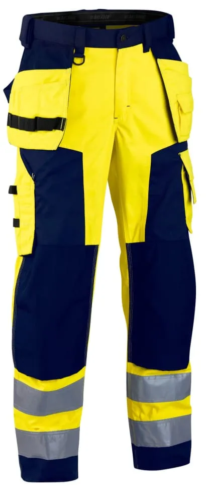 Blaklader 1567 Waterproof Hi Vis Softshell Trousers with Kneepad and Nail Pockets - Rail RIS Compliant