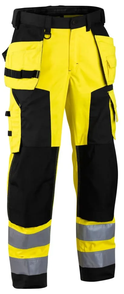 Blaklader 1567 Waterproof Hi Vis Softshell Trousers with Kneepad and Nail Pockets - Rail RIS Compliant