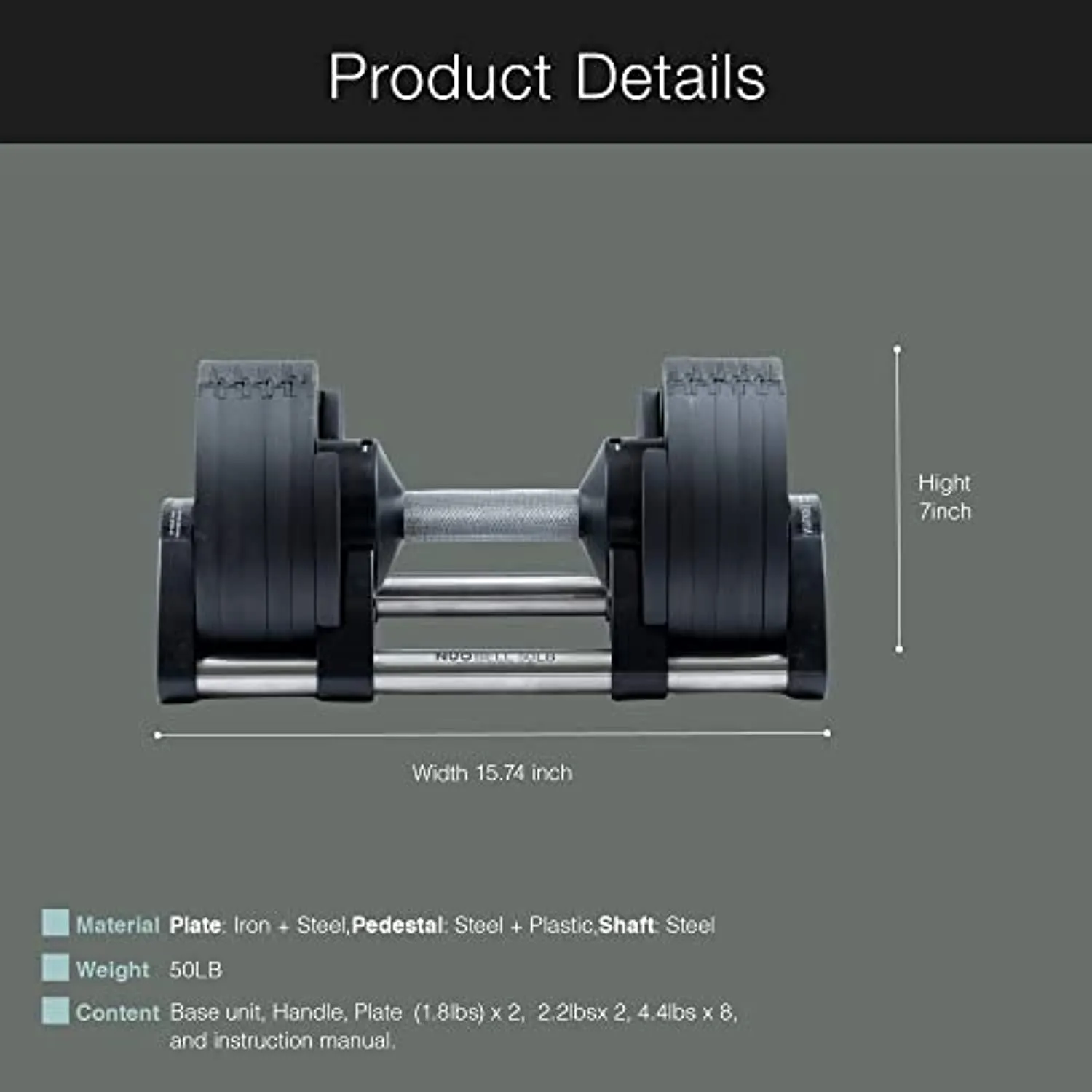 BODYTECH x NUOBELL Collaboration Product, Adjustable Dumbbell, Multiple levels of Weight change with one-hand