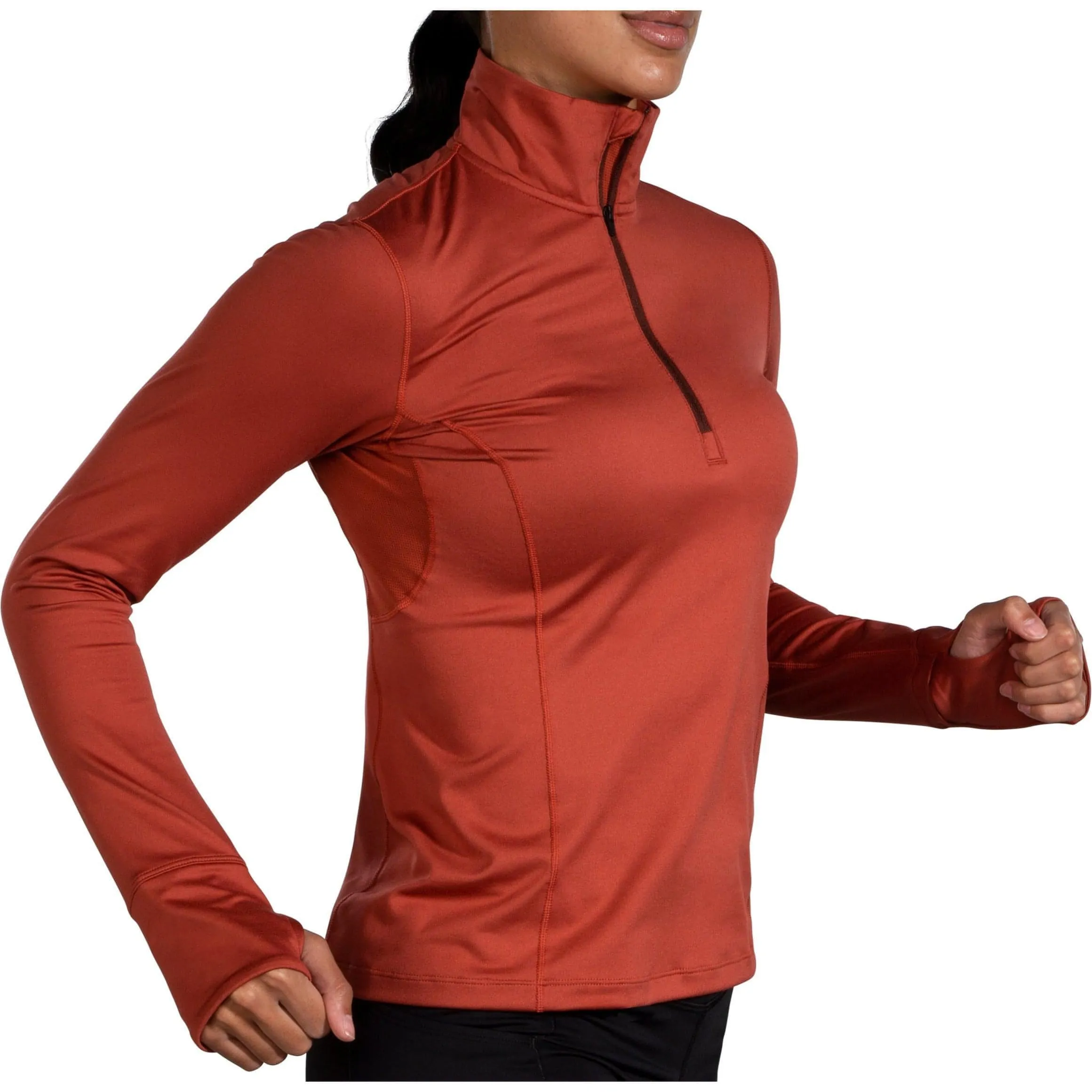 Brooks Dash Half Zip Long Sleeve Womens Running Top - Red