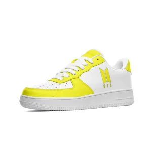 BTS Logo Unisex Low Top Leather Sneakers Yellow