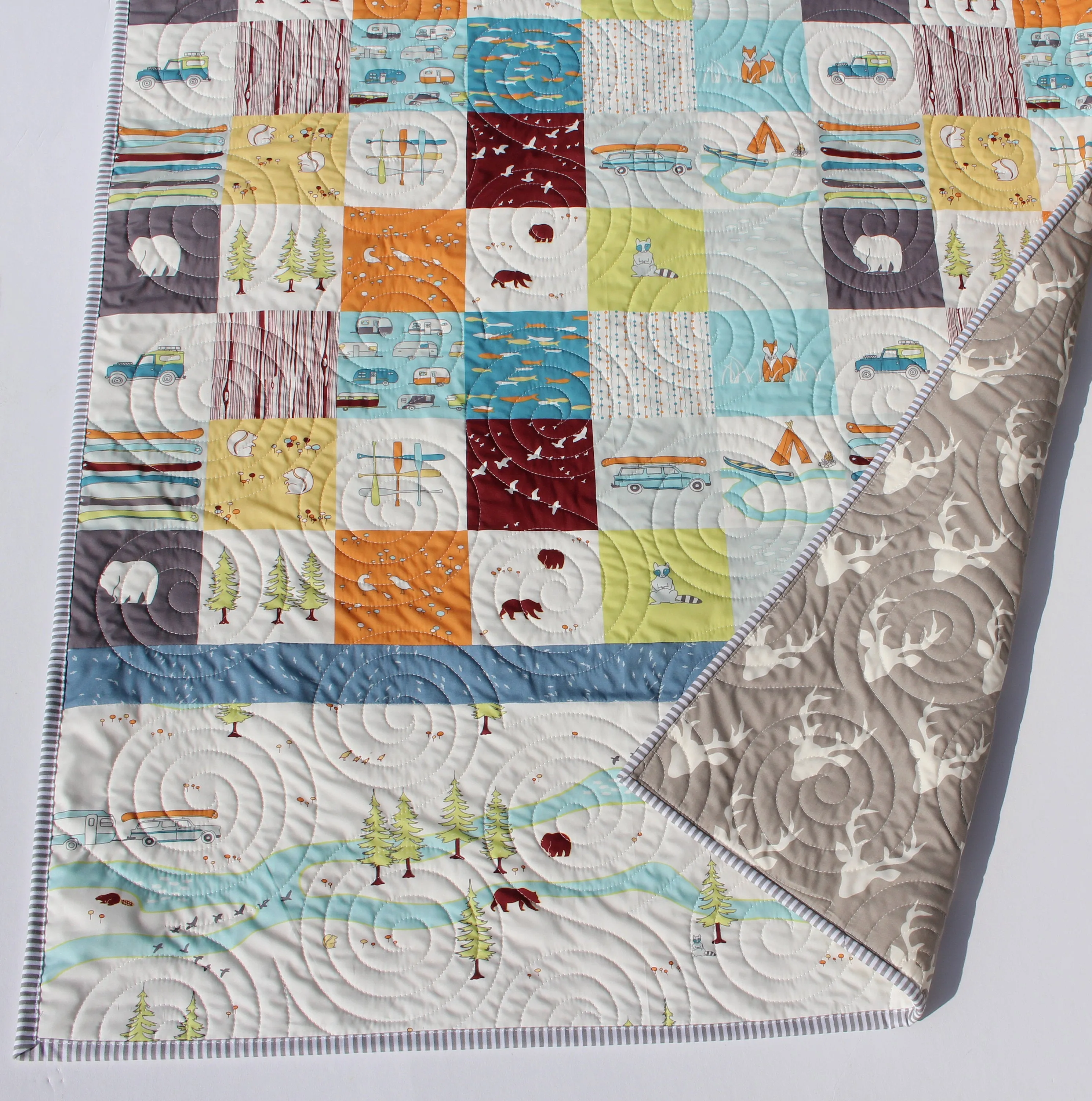 Camp Sur Quilt Kit, Big Sur Birch Fabrics, Beginner Quilting Project Sewing Ideas DIY Do It Yourself Boy Sewing Camping Hiking Outdoors