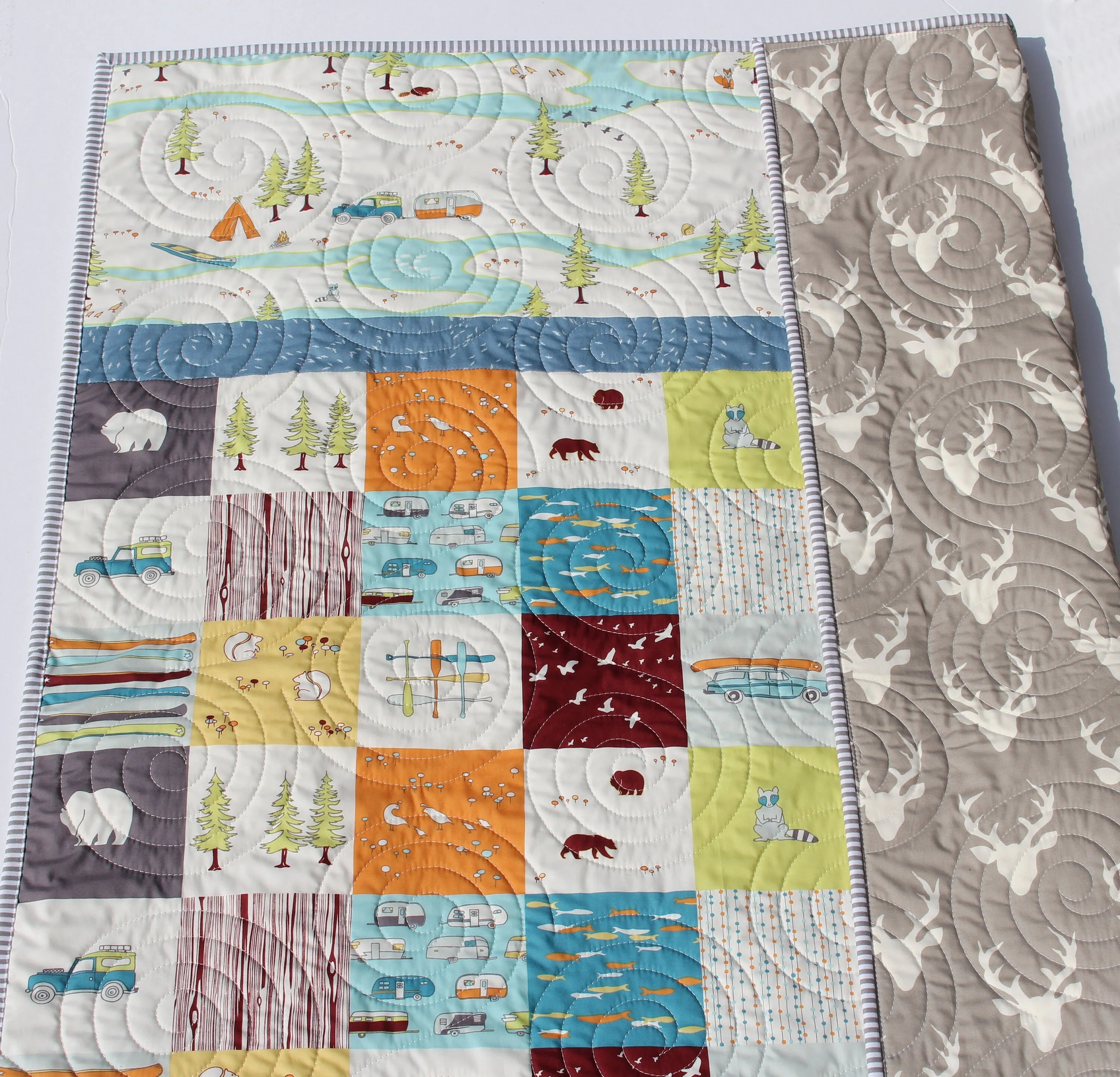 Camp Sur Quilt Kit, Big Sur Birch Fabrics, Beginner Quilting Project Sewing Ideas DIY Do It Yourself Boy Sewing Camping Hiking Outdoors