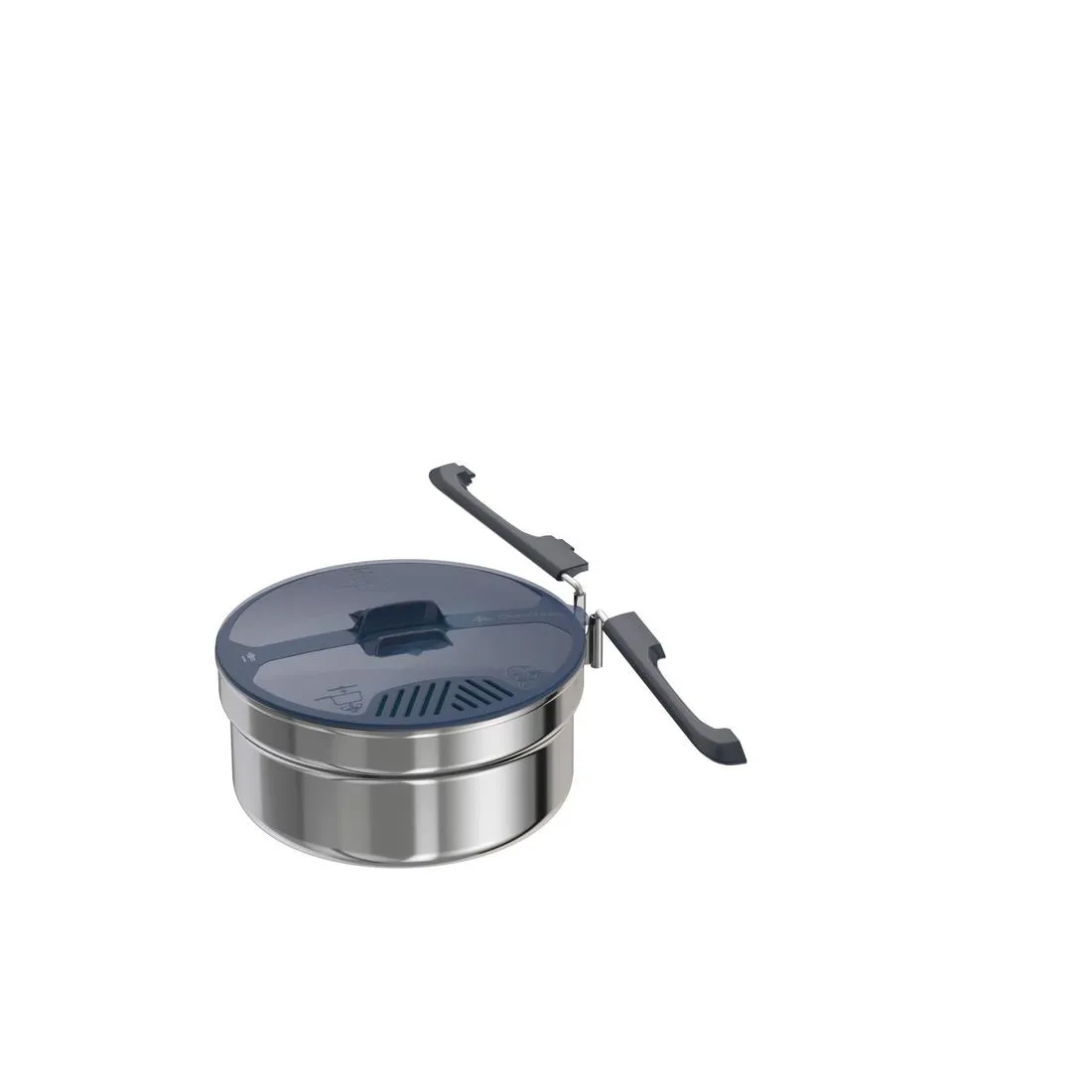 Camping and bivouacking cooking set in stainless steel 100 - 1 person - 6 items.