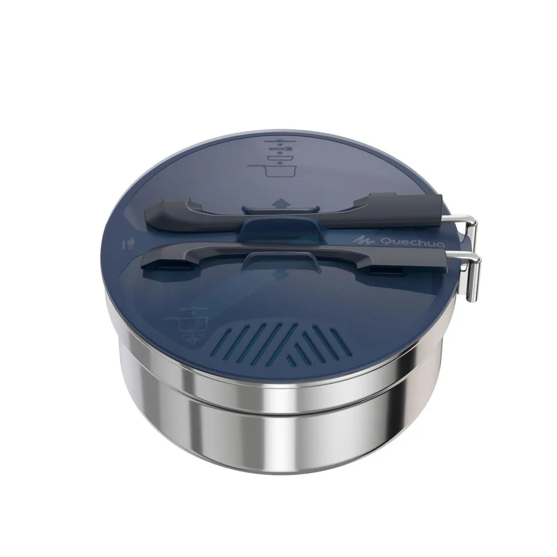 Camping and bivouacking cooking set in stainless steel 100 - 1 person - 6 items.